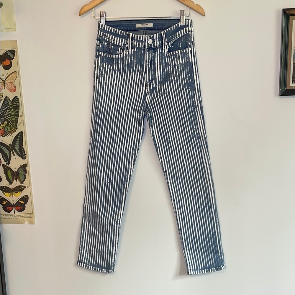 Fidelity Denim Blue and White Patterned Jeans